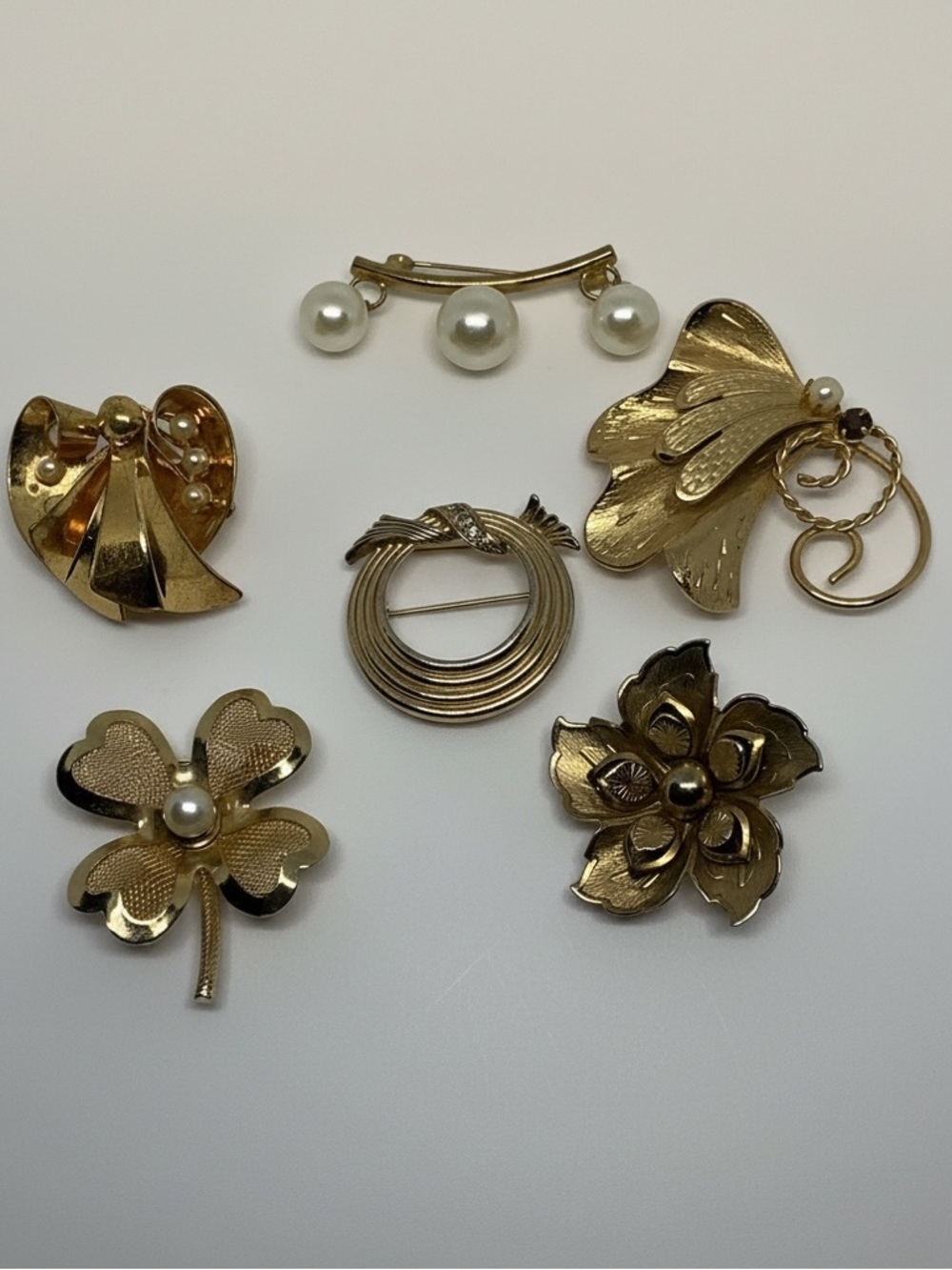 Vintage Gold Tone Brooch/Pin Lot 6
